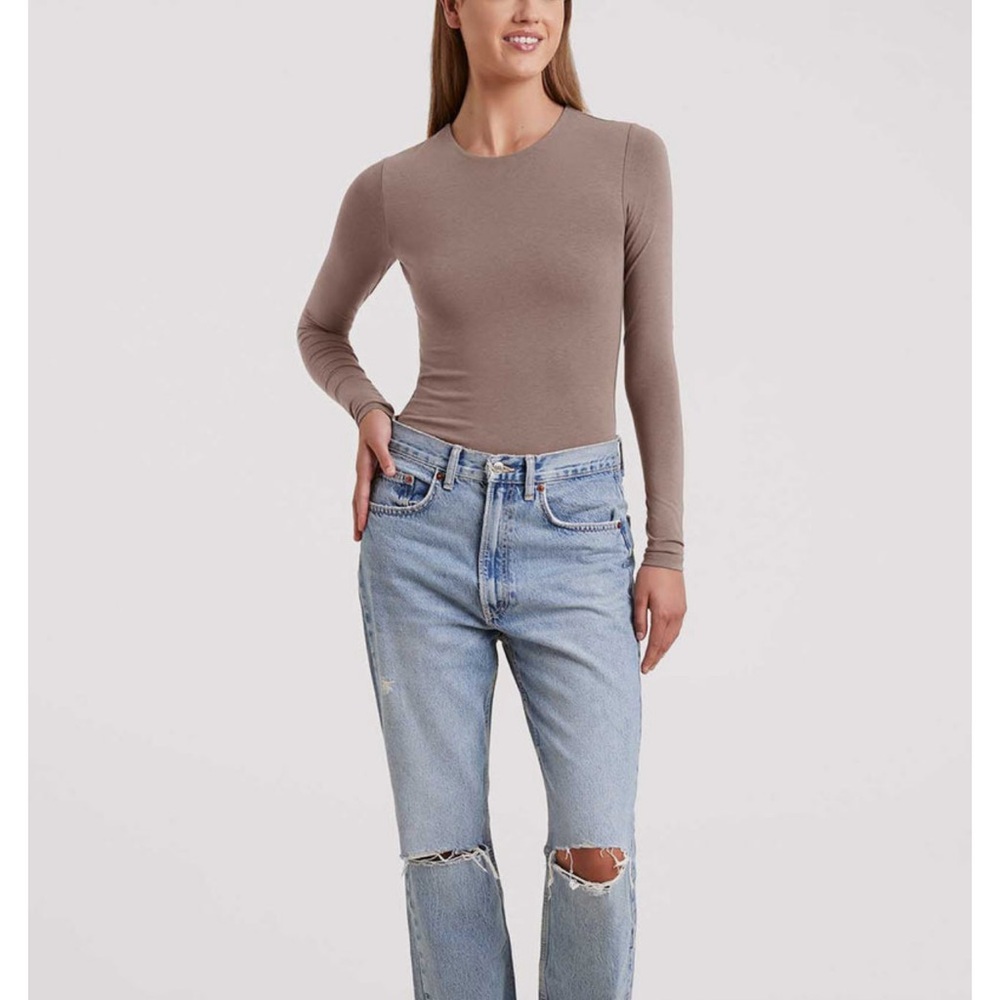 Nuuds Mocha cotton crewneck Bodysuit  XXL